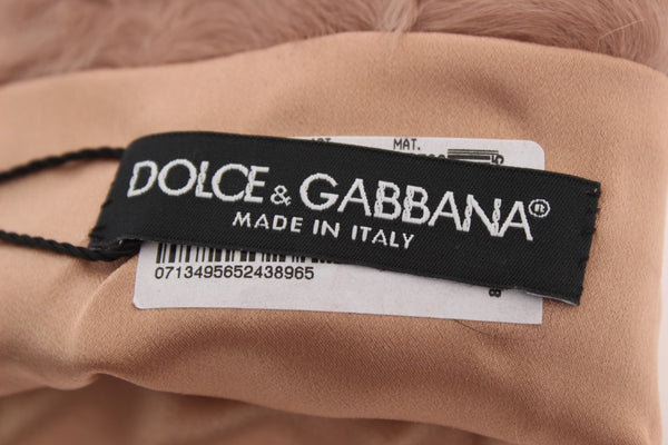 Dolce &amp; Gabbana Beige Mokkanahka Xiangao Fur kyynärpäähanskat