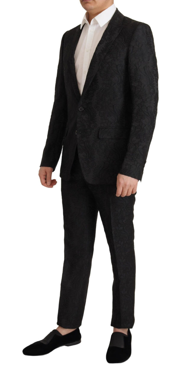 Dolce &amp; Gabbana Black Brocade Formal 2-osainen MARTINI-puku