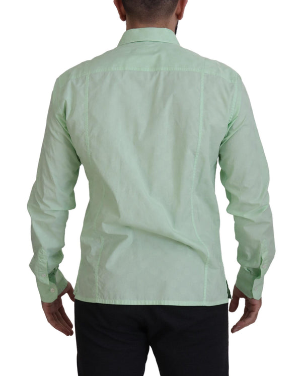 Dolce & Gabbana Mint Green Slim Fit Casual Button-Down Shirt