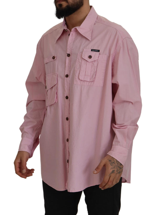 Dolce &amp; Gabbana Pink Casual Button Down pitkähihainen paita