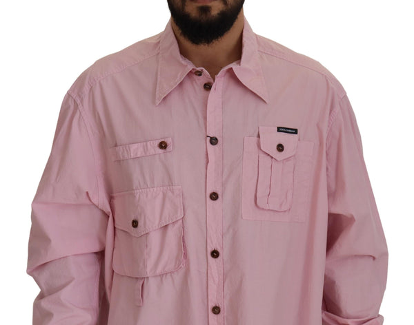 Dolce &amp; Gabbana Pink Casual Button Down pitkähihainen paita