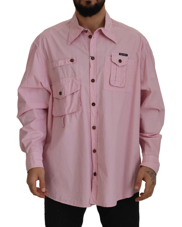 Dolce &amp; Gabbana Pink Casual Button Down pitkähihainen paita