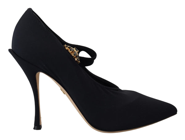 Dolce &amp; Gabbana Black Socks Stretch Crystal Pumps -kengät