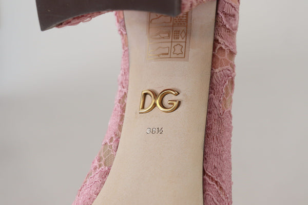 Dolce &amp; Gabbana Pink Taormina Lace Crystal Pumps Pastellikengät