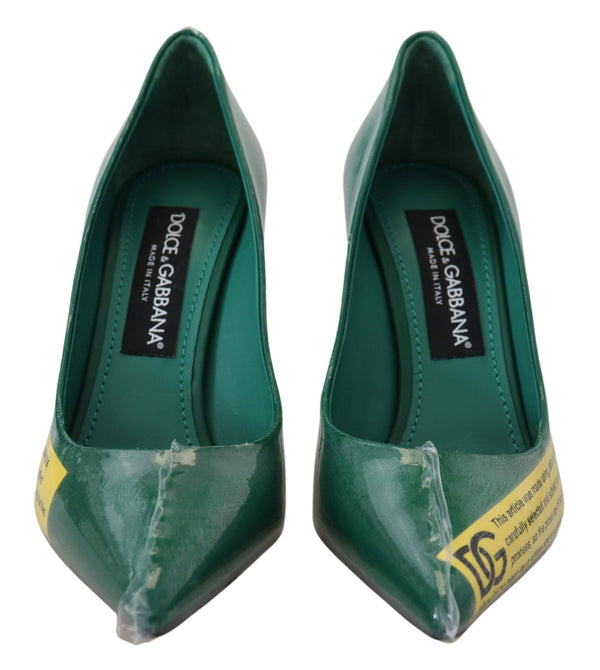 Dolce &amp; Gabbana Green Leather Heels Pumps Muovikengät