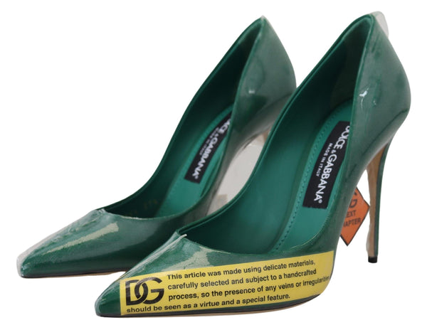 Dolce &amp; Gabbana Green Leather Heels Pumps Muovikengät