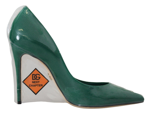 Dolce &amp; Gabbana Green Leather Heels Pumps Muovikengät