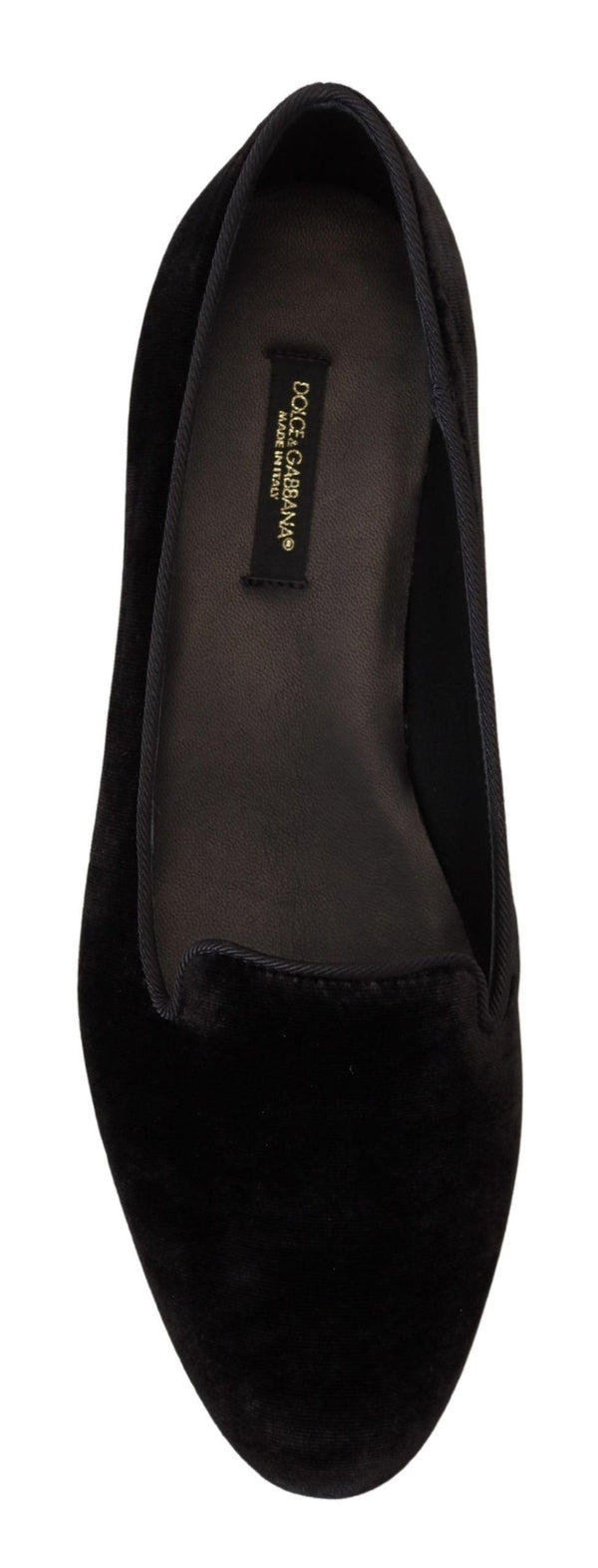 Dolce &amp; Gabbana Black Velvet Slip Ons Loafers Flats -kengät