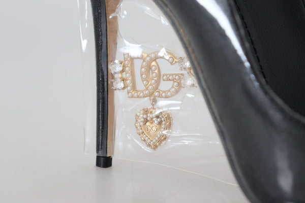 Dolce &amp; Gabbana Black Leather Heels Pumps Muoviset Kengät