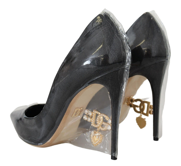 Dolce &amp; Gabbana Black Leather Heels Pumps Muoviset Kengät