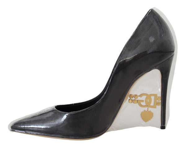 Dolce &amp; Gabbana Black Leather Heels Pumps Muoviset Kengät