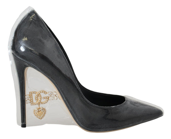 Dolce &amp; Gabbana Black Leather Heels Pumps Muoviset Kengät