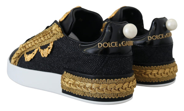 Dolce &amp; Gabbana Black Gold Barokki Portofino nahkalenkkarit