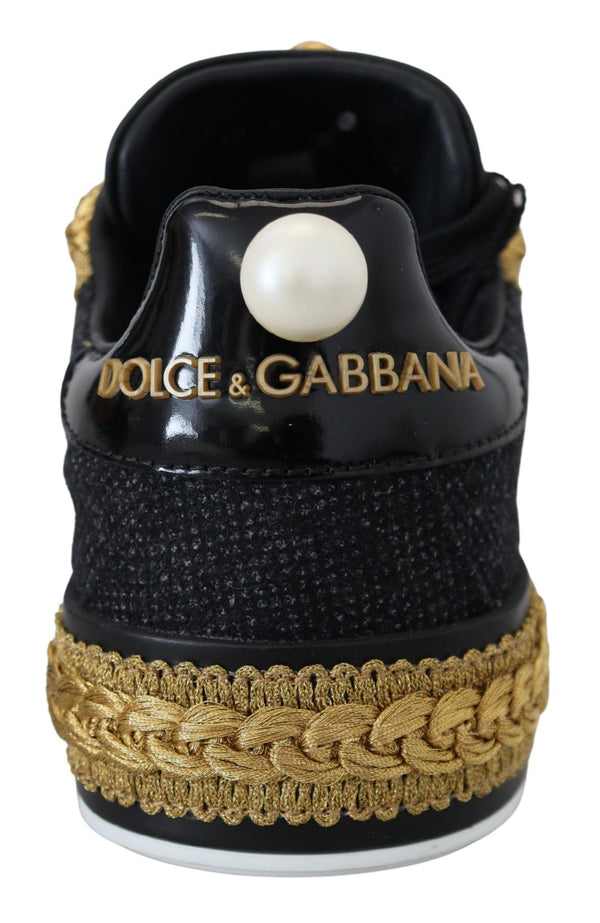 Dolce &amp; Gabbana Black Gold Barokki Portofino nahkalenkkarit