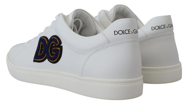 Dolce &amp; Gabbana valkoiset nahkaiset DG Logo -lenkkarit