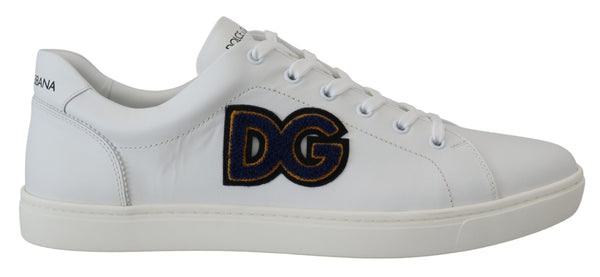 Dolce &amp; Gabbana valkoiset nahkaiset DG Logo -lenkkarit