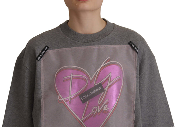 Dolce &amp; Gabbana Grey Heart Pink Limited Edition Top T-paita