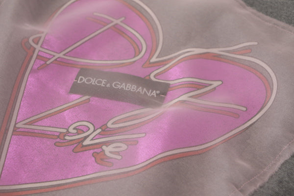 Dolce &amp; Gabbana Grey Heart Pink Limited Edition Top T-paita