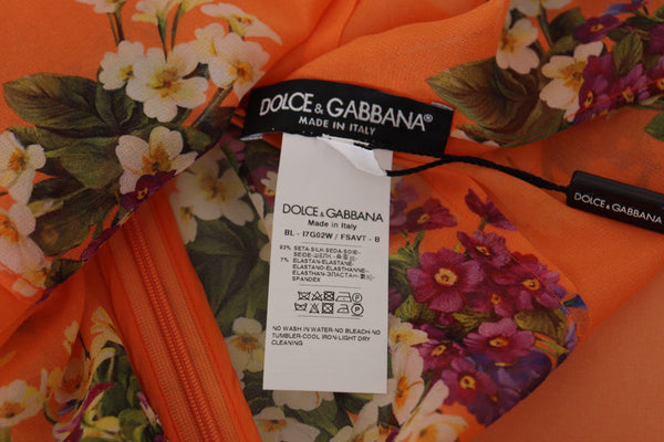 Dolce & Gabbana Elegant Floral Silk Blouse with Back Zipper