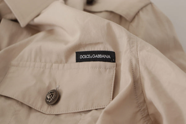 Dolce &amp; Gabbana Beige Poplin Safari -taskukauluspaita