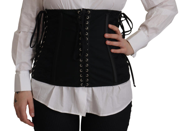 Dolce &amp; Gabbana Black Corset Belt Stretch vyötärönauha