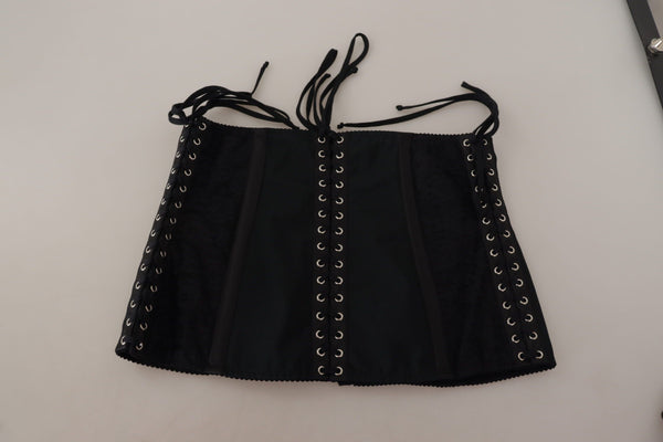 Dolce &amp; Gabbana Black Corset Belt Stretch vyötärönauha