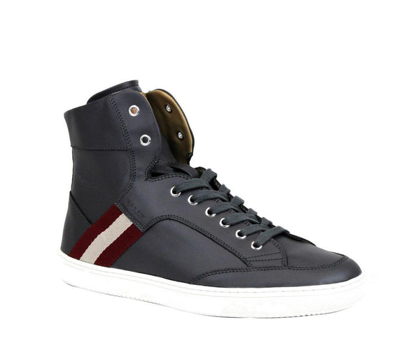 Bally Tummanharmaa Calf Leather Hi Top Sneaker punaisella beigellä