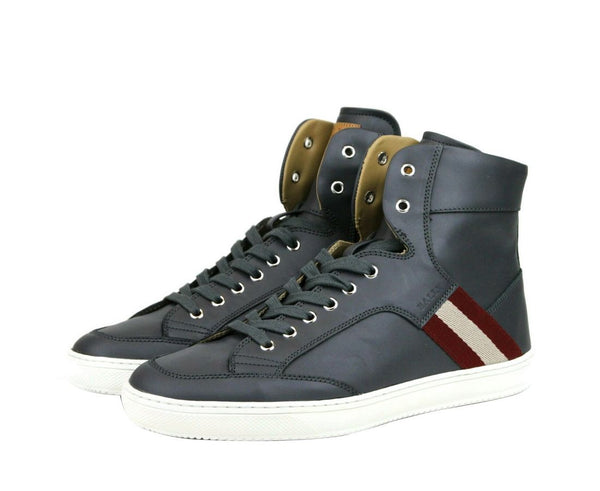 Bally Tummanharmaa Calf Leather Hi Top Sneaker punaisella beigellä