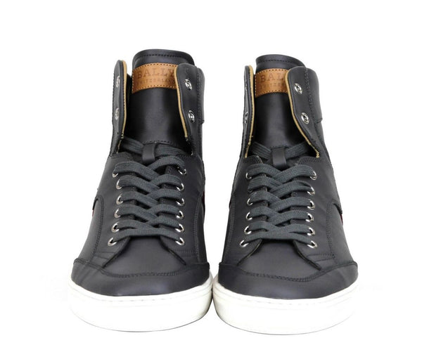 Bally Tummanharmaa Calf Leather Hi Top Sneaker punaisella beigellä