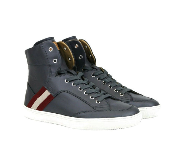 Bally Tummanharmaa Calf Leather Hi Top Sneaker punaisella beigellä