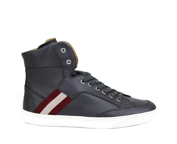 Bally Tummanharmaa Calf Leather Hi Top Sneaker punaisella beigellä