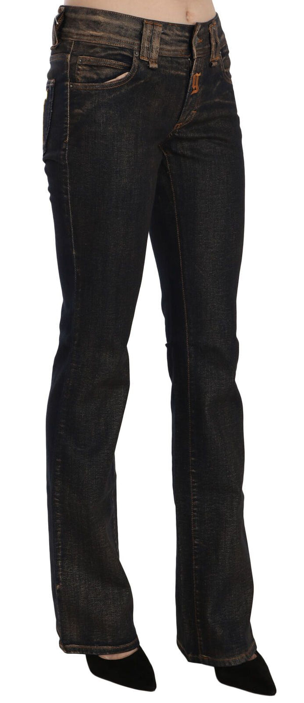 John Galliano Musta Pesty Mid Waist Flared Denim Pants Puuvilla