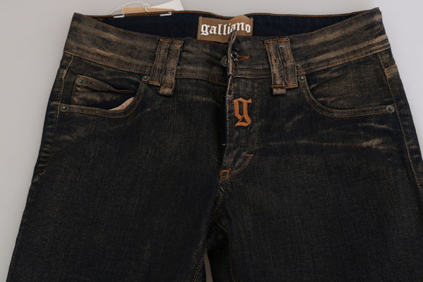 John Galliano Musta Pesty Mid Waist Flared Denim Pants Puuvilla