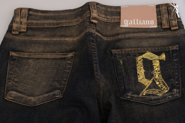 John Galliano Musta Pesty Mid Waist Flared Denim Pants Puuvilla