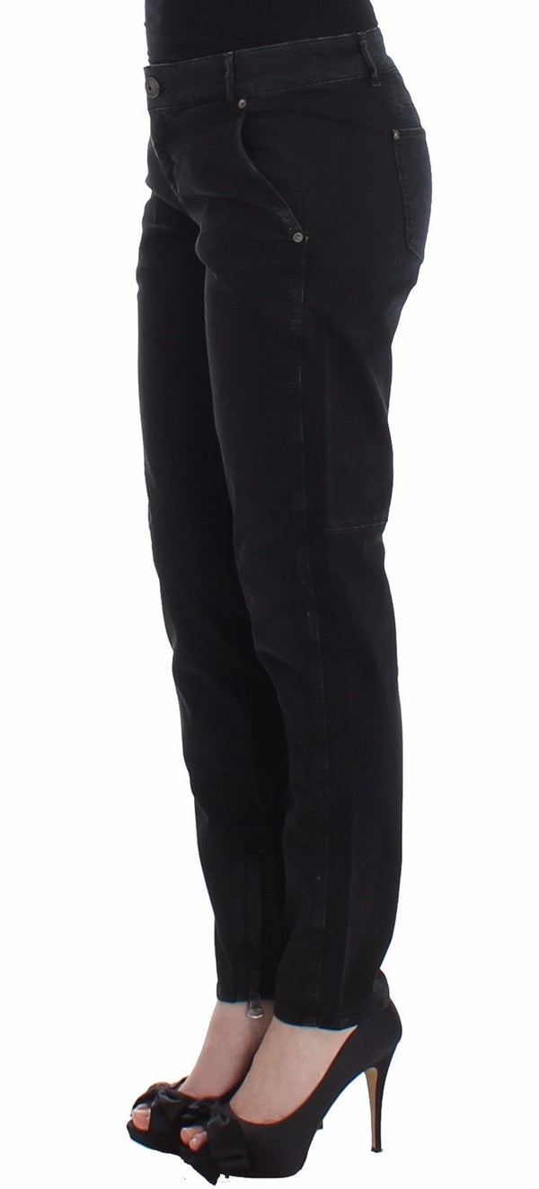 Ermanno Scervino Sleek Black Slim Leg Designer Jeans