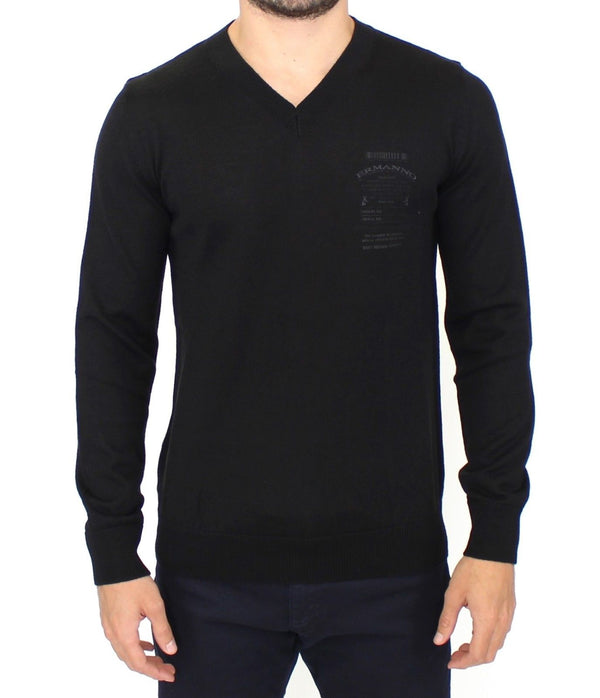 Ermanno Scervino Black Wool Blend V-kaula-neulepusero