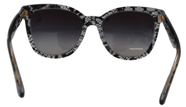 Dolce &amp; Gabbana Black Lace White Acetate Runkosävyt DG4190 Aurinkolasit