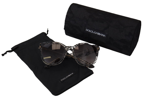 Dolce &amp; Gabbana Black Lace White Acetate Runkosävyt DG4190 Aurinkolasit