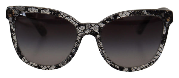 Dolce &amp; Gabbana Black Lace White Acetate Runkosävyt DG4190 Aurinkolasit