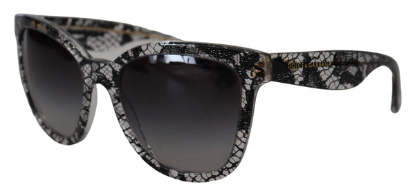 Dolce &amp; Gabbana Black Lace White Acetate Runkosävyt DG4190 Aurinkolasit