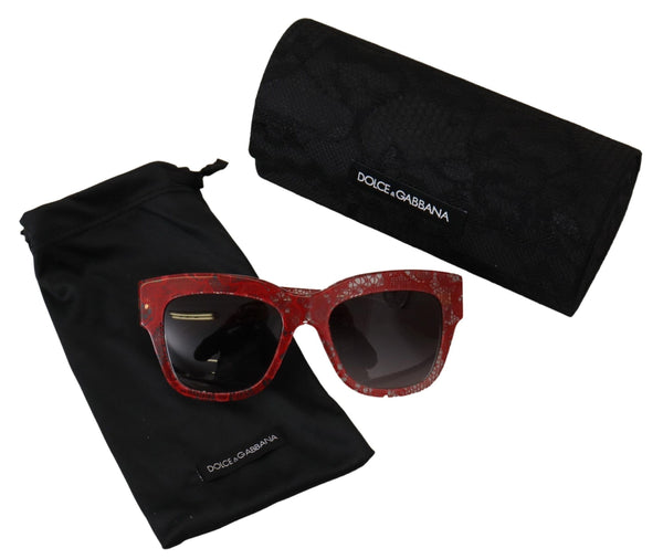 Dolce &amp; Gabbana Red Lace Acetate -suorakulmiovarjostimet DG4231Aurinkolasit