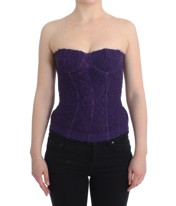 Ermanno Scervino Alusvaatteet Purppura korsetti Bustier Top Floral Lace