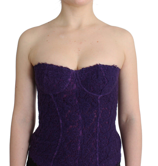 Ermanno Scervino Alusvaatteet Purppura korsetti Bustier Top Floral Lace