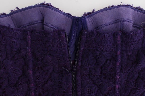 Ermanno Scervino Purple Lace Silk Blend Bustier Corset