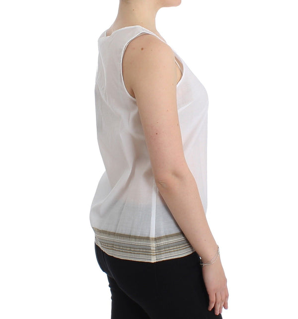 Ermanno Scervino White Top Pusero Tank Shirt Hihaton