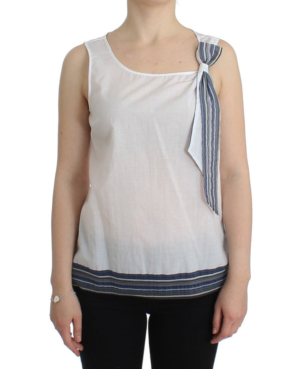 Ermanno Scervino White Blue Top Pusero Tank Shirt Hihaton