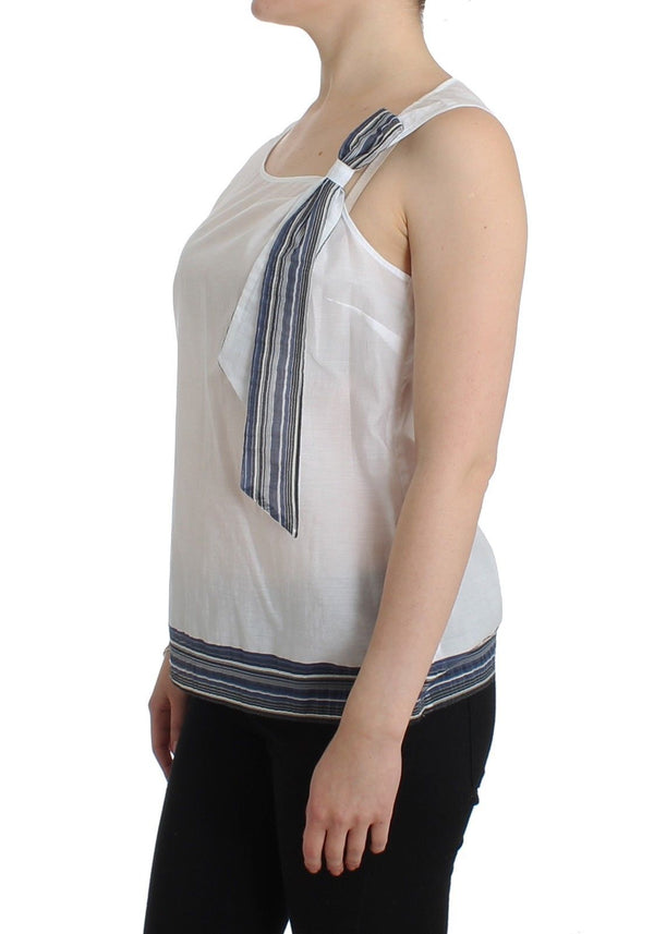 Ermanno Scervino White Blue Top Pusero Tank Shirt Hihaton