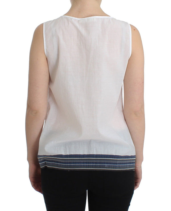 Ermanno Scervino White Blue Top Pusero Tank Shirt Hihaton