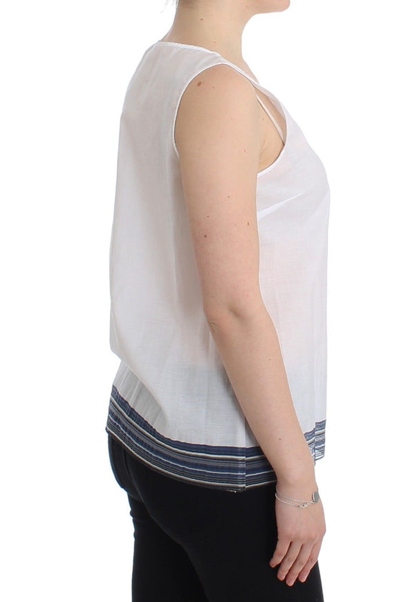 Ermanno Scervino White Blue Top Pusero Tank Shirt Hihaton