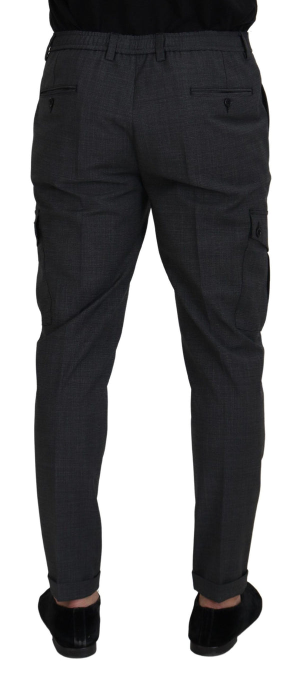 Dolce &amp; Gabbana Grey Checked Cargo Housut Stretch Pants